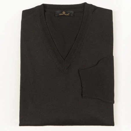 Pull fin col V noir - 1002/00
