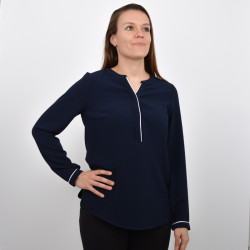 Blouse crêpe marine -...