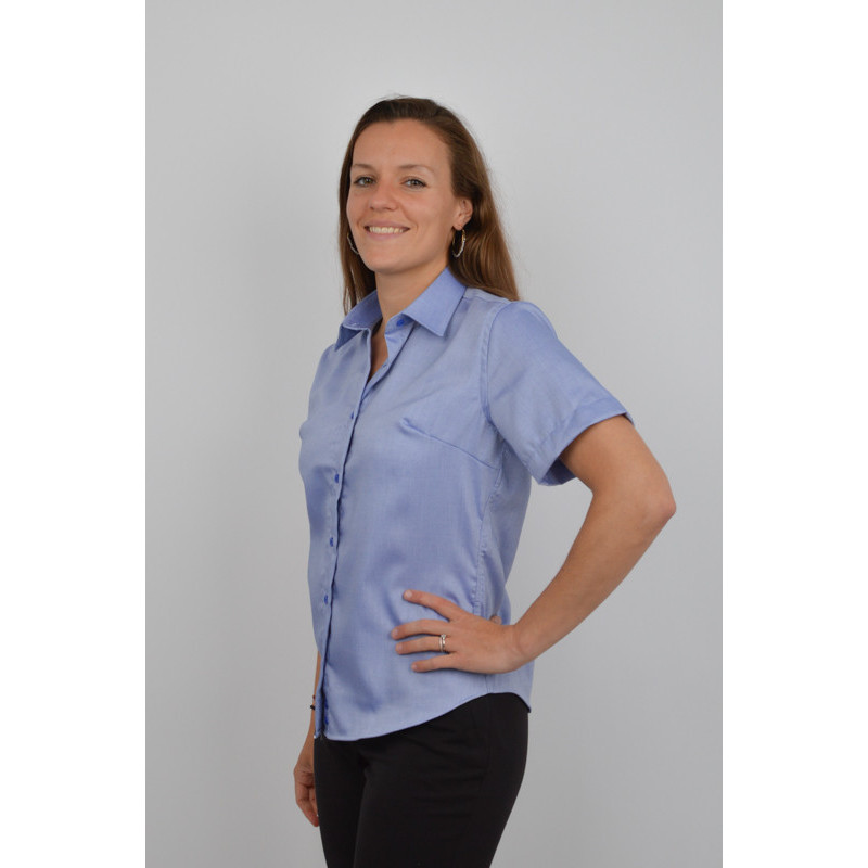 Chemisier manches courtes oxford bleu (3555/15)